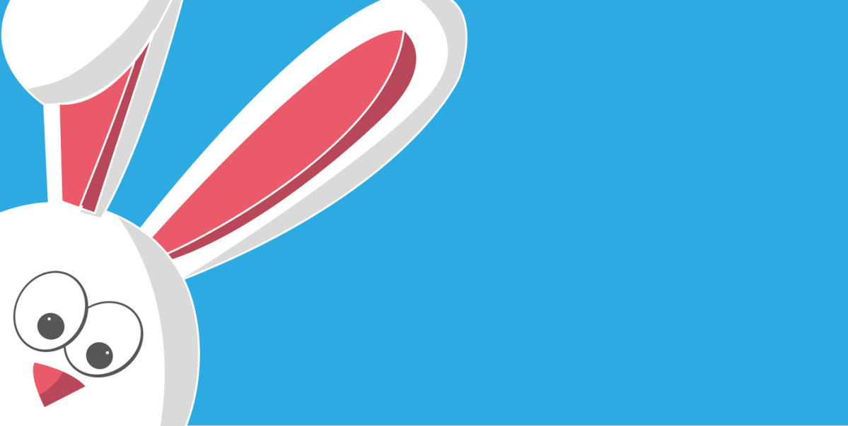 Illustration eines weissen Kaninchens auf blauem Hintergrund