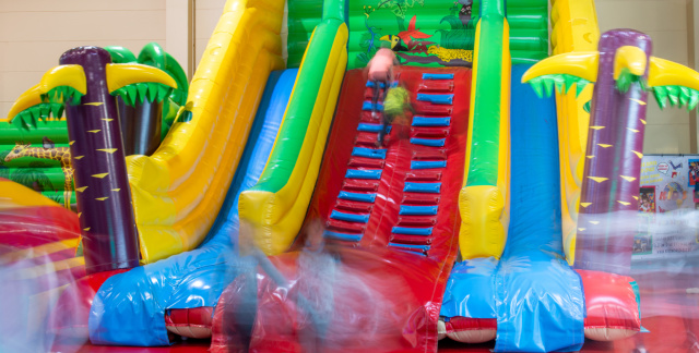 Large bouncy castle slide at "Neue Kinderwelt"