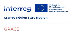 Logo für das von der Europäischen Union kofinanzierte Projekt Interreg Grande Région | Großregion GRACE mit der EU-Flagge und zweisprachigem französisch-deutschem Text. Logo für das von der Europäischen Union kofinanzierte Projekt Interreg Grande Région | Großregion GRACE mit der EU-Flagge und zweisprachigem französisch-deutschem Text.