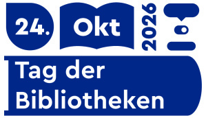 Grafik mit „Tag der Bibliotheken 24. Okt 2026” in blauer Schriftfarbe Grafik mit „Tag der Bibliotheken 24. Okt 2026” in blauer Schriftfarbe